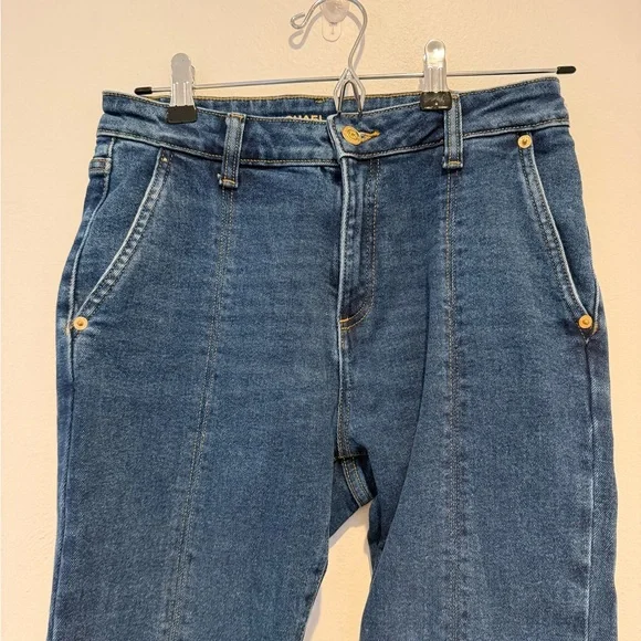 Michael Kors Front Slit Hem Straight Flare Denim Jeans Size Small - Picture 2 of 8